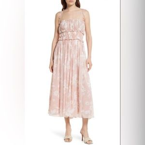 EN SAISON Gabby Smocked Waist Floral Print Dress | Size Large